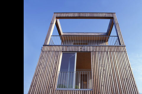 view at the facade from below